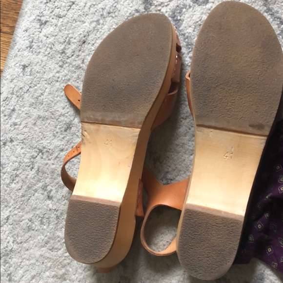 Swedish Hasbeens Suzanne Leather Wooden Sandals 41 - Picture 3 of 9